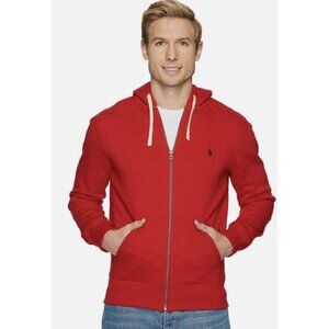Polo Ralph Lauren Hoodie Mens Large Red Zip Up Fleece Sweatshirt Jacket Preppy